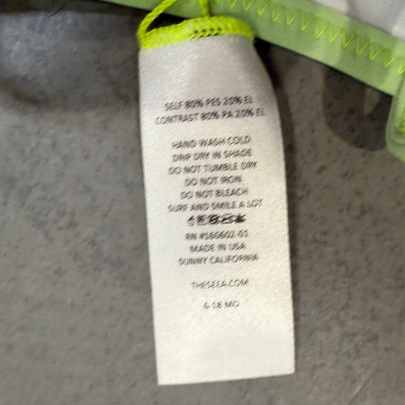 Seea White and Black Patterned Jumpsuit with Neon Green Trim 6-18 months - Picture 3 of 3